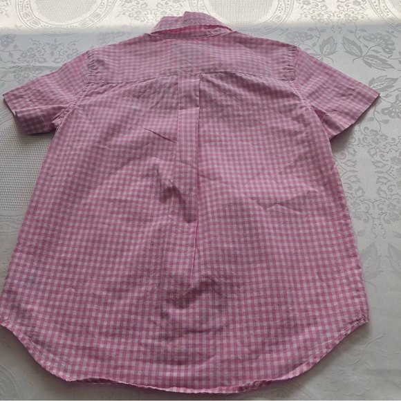 Ralph Lauren Pink/White Checkered Button-Up Shirt Boys Size 5 Short Sleeves Logo - Picture 10 of 16